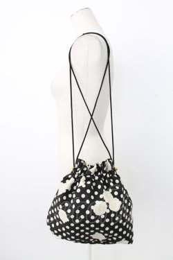 画像1: INGEBORG / カメリアドット柄巾着バッグ  ブラック T-25-12-28-011-LO-BG-SA-ZT