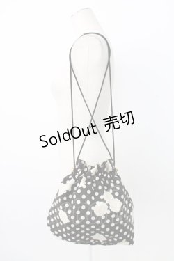 画像1: INGEBORG / カメリアドット柄巾着バッグ  ブラック T-25-12-28-011-LO-BG-SA-ZTK020