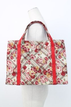 画像1: INGEBORG / バラ&チェックハンドバッグ  ベージュ T-25-12-28-014-LO-BG-SA-ZT