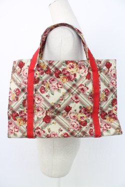 画像2: INGEBORG / バラ&チェックハンドバッグ  ベージュ T-25-12-28-014-LO-BG-SA-ZT