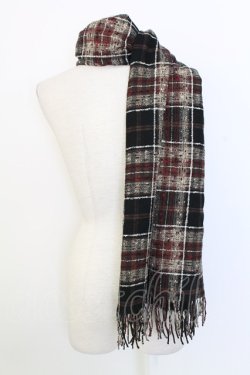 画像2: INGEBORG / ツイードチェック柄ストール  ブラック T-25-12-28-016-LO-ZA-SA-ZT