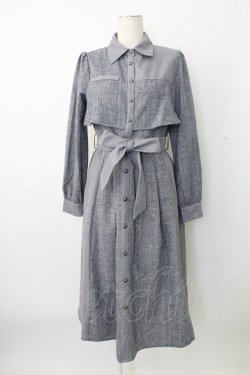 画像1: axes femme / バイカラーシャツワンピース  ネイビー T-25-12-28-003-AX-OP-SA-ZT