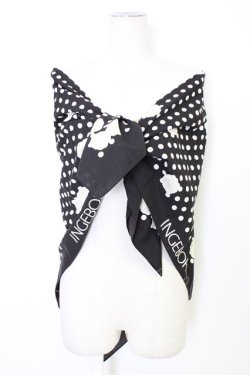 画像1: INGEBORG / カメリアドット柄大判スカーフ  ブラック T-25-12-28-023-LO-ZA-SA-ZT