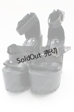 画像1: NieR CLOTHING / ヒールサンダル 36 ブラック T-25-12-29-002-PU-SH-SA-ZTK027