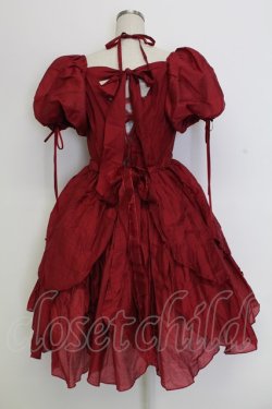 画像2: Bramble Rose / フラワーモチーフラメオーガンジー半袖ワンピース  ボルドー T-25-12-31-014-0-OP-SA-ZT