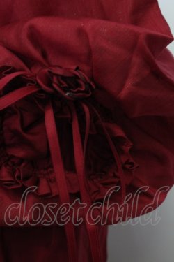 画像4: Bramble Rose / フラワーモチーフラメオーガンジー半袖ワンピース  ボルドー T-25-12-31-014-0-OP-SA-ZT