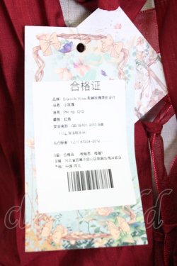 画像6: Bramble Rose / フラワーモチーフラメオーガンジー半袖ワンピース  ボルドー T-25-12-31-014-0-OP-SA-ZT