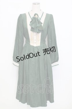 画像1: Miss Point / バイオリン刺繍長袖ワンピース M グリーン T-25-12-31-016-0-OP-SA-ZT