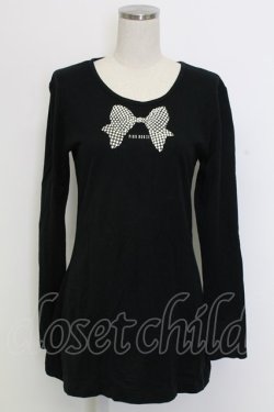 画像1: PINK HOUSE / 水玉リボンptTシャツ L ブラック T-25-12-31-003-LO-TS-SA-ZT