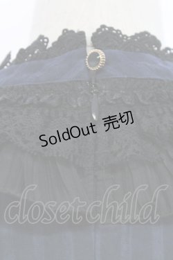 画像4: Miss Point / 立ち襟ビジュージャボ付きストライプワンピース  ネイビーＸ黒 T-25-12-31-017-0-OP-SA-ZT