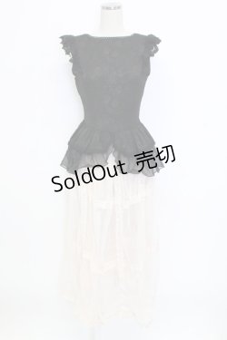 画像1: 熊逗醤 / ジャガードベスト&レースロングベスト  黒Ｘアイボリー T-25-12-31-018-0-TO-SA-ZT447