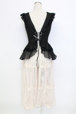 画像2: 熊逗醤 / ジャガードベスト&レースロングベスト  黒Ｘアイボリー T-25-12-31-018-0-TO-SA-ZT