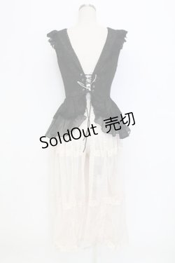 画像2: 熊逗醤 / ジャガードベスト&レースロングベスト  黒Ｘアイボリー T-25-12-31-018-0-TO-SA-ZT447