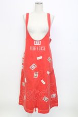 画像1: PINK HOUSE / ウサギワッペンジャンパースカート  レッド T-25-12-31-019-LO-OP-SA-ZT447 (1)