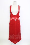 PINK HOUSE / ロゴpt&刺繍ワッペンジャンパースカート  レッド T-25-12-31-021-LO-OP-SA-ZT