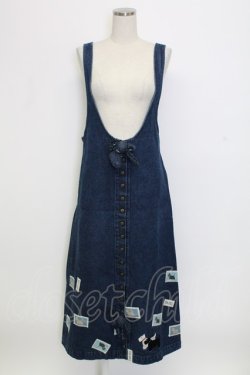 画像1: PINK HOUSE / テリア刺繍&ワッペンジャンパースカート  インディゴ T-25-12-31-026-LO-OP-SA-ZT