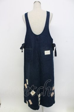 画像2: WONDERFUL WORLD / テディベアワッペンジャンパースカート  インディゴ T-25-12-31-027-LO-OP-SA-ZT