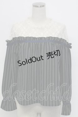 画像1: axes femme / レース切替レジメカットプルオーバー  グリーンＸアイボリー T-25-12-31-005-AX-TO-SA-ZT439