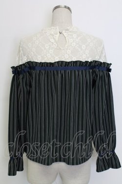 画像2: axes femme / レース切替レジメカットプルオーバー  グリーンＸアイボリー T-25-12-31-005-AX-TO-SA-ZT