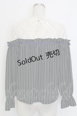 画像2: axes femme / レース切替レジメカットプルオーバー  グリーンＸアイボリー T-25-12-31-005-AX-TO-SA-ZT439