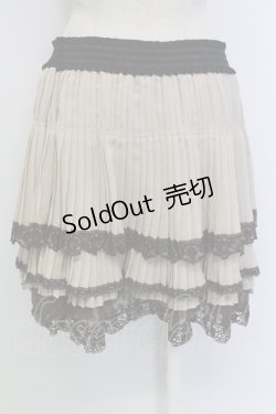 画像2: axes femme / 裾薔薇レースプリーツスカート  ブラウンＸ黒 T-25-12-31-029-AX-SK-SA-ZT