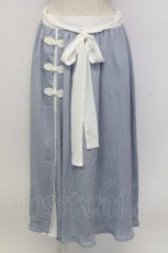 画像1: axes femme / チャイナボタンバイカラースカート  サックス T-25-12-31-030-AX-OP-SA-ZT567 (1)