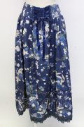 axes femme / ローズリース柄スカート  ブルー T-25-12-31-033-AX-SK-SA-ZT