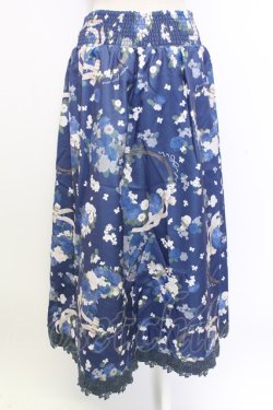 画像2: axes femme / ローズリース柄スカート  ブルー T-25-12-31-033-AX-SK-SA-ZT