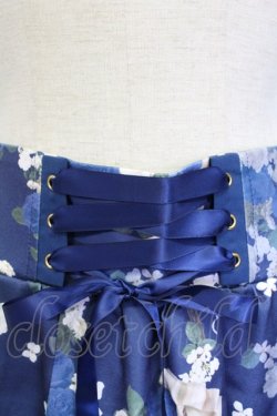 画像3: axes femme / ローズリース柄スカート  ブルー T-25-12-31-033-AX-SK-SA-ZT