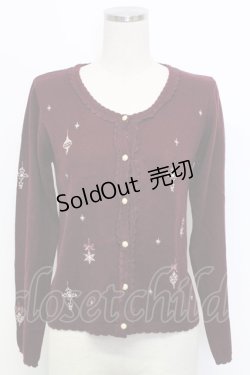 画像1: axes femme / オーナメント刺繍ニットカーディガン  ボルドー T-25-12-31-006-AX-TO-SA-ZT