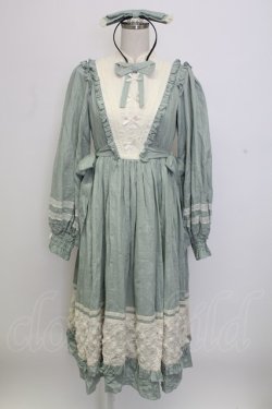 画像1: Miss Point / ハイネックレース長袖ワンピース  グリーンＸアイボリー T-25-12-31-009-0-OP-SA-ZT