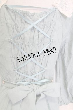 画像4: AURORA BOREALIS / リボンVレース長袖ワンピース M サックスＸアイボリー T-25-12-31-010-0-OP-SA-ZT