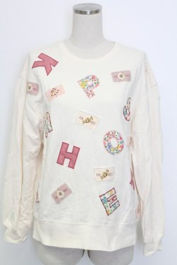 画像1: PINK HOUSE / ワッペン&アルファベットスウェット  アイボリー T-25-12-31-002-LO-OP-SA-ZT