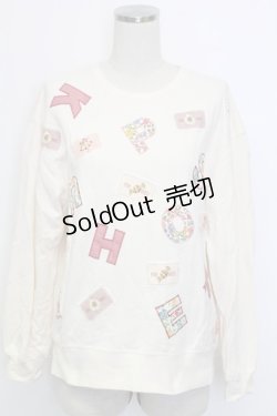 画像1: PINK HOUSE / ワッペン&アルファベットスウェット  アイボリー T-25-12-31-002-LO-OP-SA-ZT