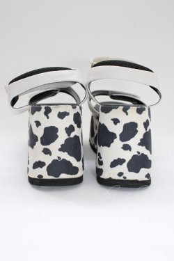 画像2: YOSUKE / 牛柄厚底サンダル LL 黒Ｘ白 T-26-01-04-027-PU-SH-SA-ZT