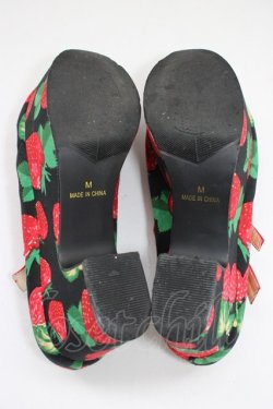 画像4: YOSUKE / いちご柄厚底パンプス M 黒Ｘ赤 T-26-01-04-029-PU-SH-SA-ZT