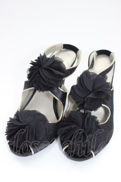 画像1: axes femme / シフォンフラワーパンプス M 黒 T-26-01-04-031-AX-SH-SA-ZT