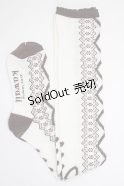 画像1: axes femme Kawaii / レースアップ柄オーバーニー  茶 T-26-01-04-007-AX-ZA-SA-ZT