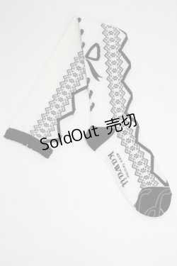 画像2: axes femme Kawaii / レースアップ柄オーバーニー  クロ T-26-01-04-009-AX-ZA-SA-ZT