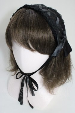 画像1: Snowdrop to Saint Maria / 編み上げリボンヘッドドレス  黒 T-26-01-04-011-0-AC-SA-ZT