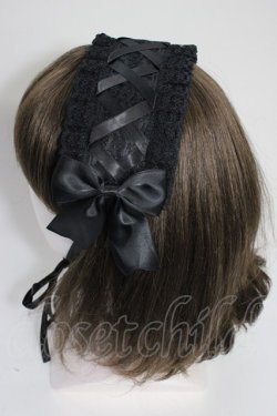 画像2: Snowdrop to Saint Maria / 編み上げリボンヘッドドレス  黒 T-26-01-04-011-0-AC-SA-ZT