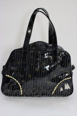 画像1: PEACE NOW / ストライプ柄ハンドバッグ  黒ＸグレーＸ黄色 T-26-01-04-002-PU-BG-SA-ZT