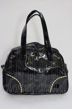 画像2: PEACE NOW / ストライプ柄ハンドバッグ  黒ＸグレーＸ黄色 T-26-01-04-002-PU-BG-SA-ZT