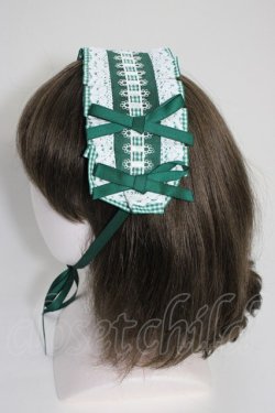 画像2: Snowdrop to Saint Maria / ギンガムチェックリボンヘッドドレス  緑Ｘ白 T-26-01-04-015-0-AC-SA-ZT