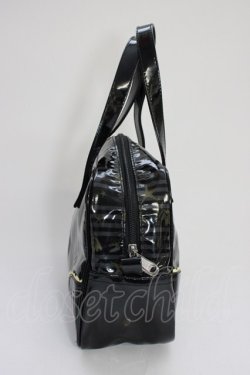 画像3: PEACE NOW / ストライプ柄ハンドバッグ  黒ＸグレーＸ黄色 T-26-01-04-002-PU-BG-SA-ZT