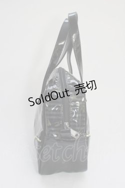 画像3: PEACE NOW / ストライプ柄ハンドバッグ  黒ＸグレーＸ黄色 T-26-01-04-002-PU-BG-SA-ZT