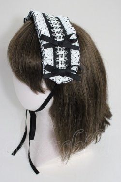 画像2: Snowdrop to Saint Maria / ギンガムチェックリボンヘッドドレス  黒Ｘ白 T-26-01-04-018-0-AC-SA-ZT