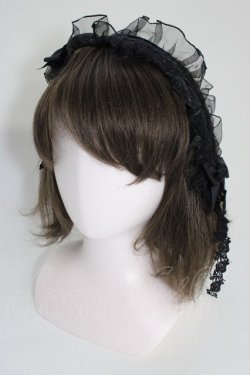 画像1: HN+nois / ローズレースリボンカチューシャ  黒 T-26-01-04-019-HN-AC-SA-ZT