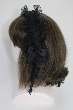 画像2: HN+nois / ローズレースリボンカチューシャ  黒 T-26-01-04-019-HN-AC-SA-ZT