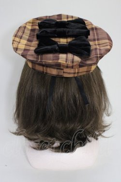 画像2: axes femme kawaii / タータンチェックベレー帽  ブラウンチェック T-26-01-04-021-AX-AC-SA-ZT